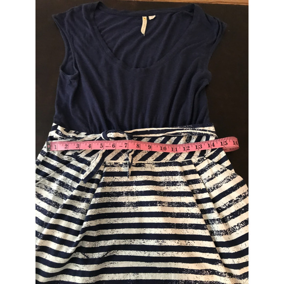 Anthropologie Little Yellow Button Women's Blue Striped Dress - Size Medium - Picture 5 of 7